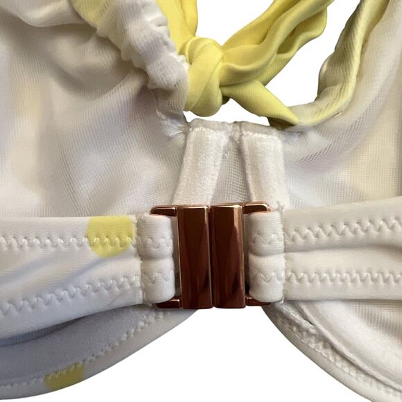 Ivory Rose Underwire Bikini Swim Halter Top Size 32DD White with Polka Dots EUC - Picture 5 of 6